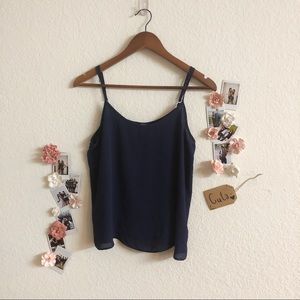 Flowy Navy Blue Sheer Tank Top